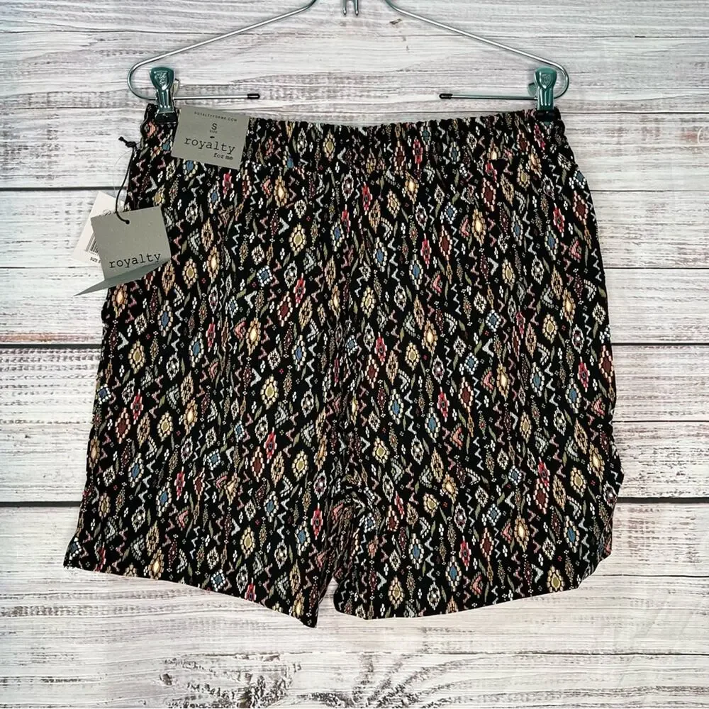 Royalty for Me Small Azteca Rayon Shorts Casual Flowy‎ Stretch Waist NEW